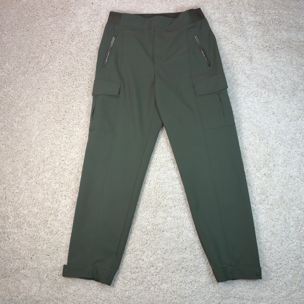 Athleta Cargo Pants Women 10 Olive Green Hiking Utility Gorpcore Pockets Stretch